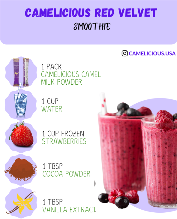 Camelicious Red Velvet Smoothie for National Strawberry Day